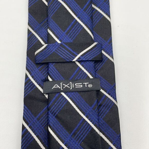 Black and blue 100% silk necktie - Picture 4 of 5